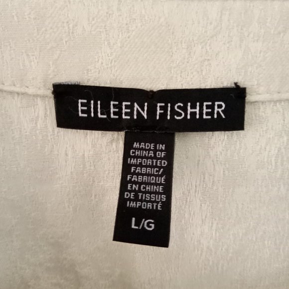 EILEEN FISHER Mix Media Jacquard Jacket in Ivory & Dove Gray NWOT Size LARGE - Picture 8 of 8